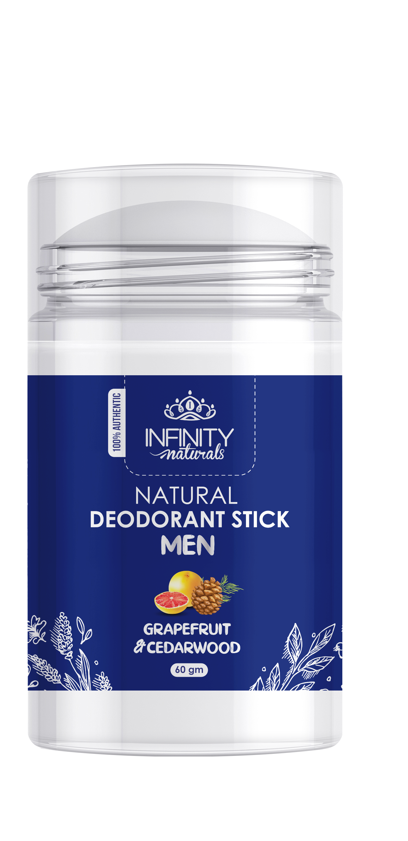 Infinity Natural Deodorant Stick Grapefruit & Cedarwood for Men